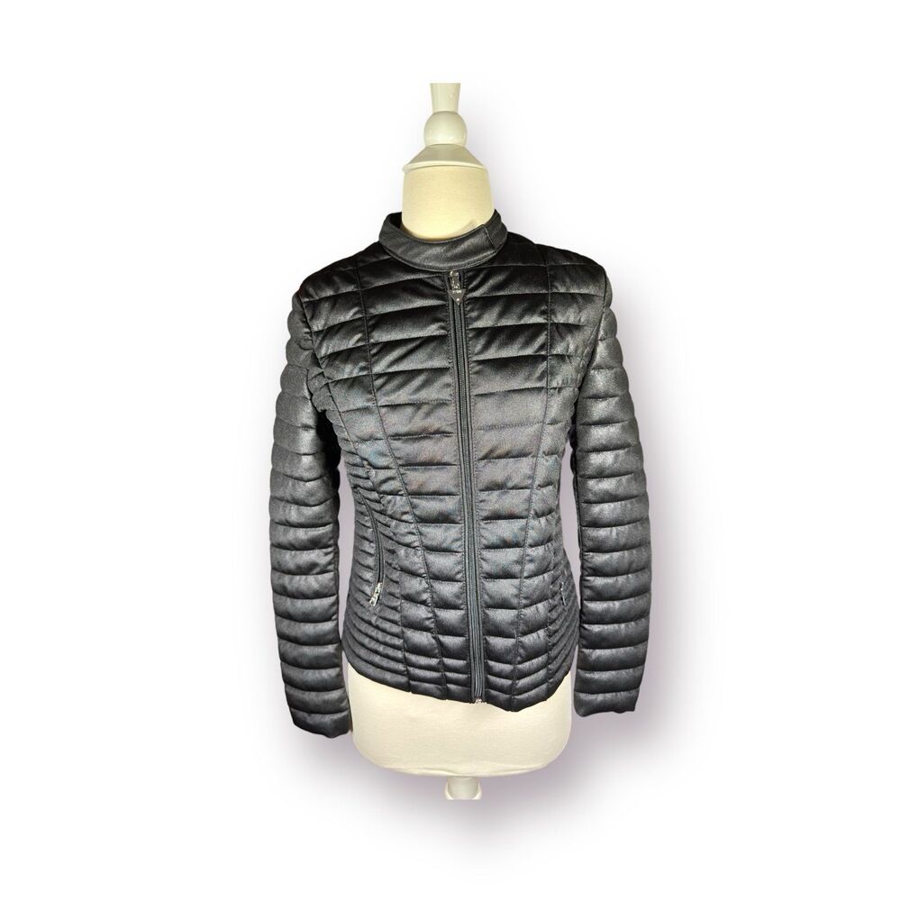 GUESS Vona Quilted Gorpcore Jacket Women's Size XS Black Windbreaker Puffer